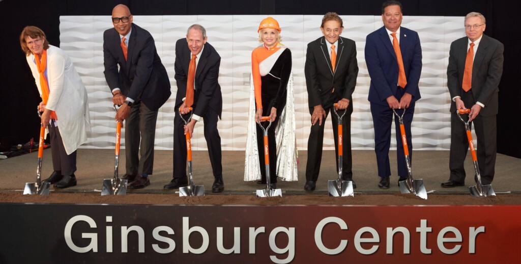 ground breaking for the Ginsburg Center at Caltech, dignitaries holding Caltech shovels